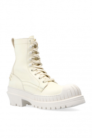 White Heeled leather boots Acne Studios - lace-panel ankle White Heeled leather boots Acne Studios - lace-panel ankle